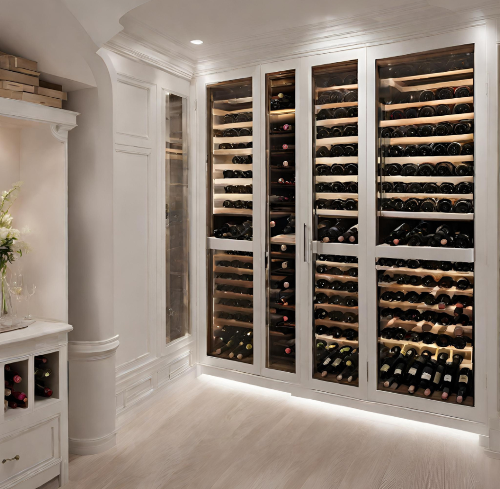 adega climatizada de vinho planejada sob medida branca